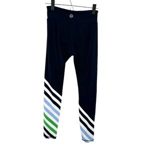 Tory Burch Sport Leggings, Size S, Blue Green White stripe, excellent condition.